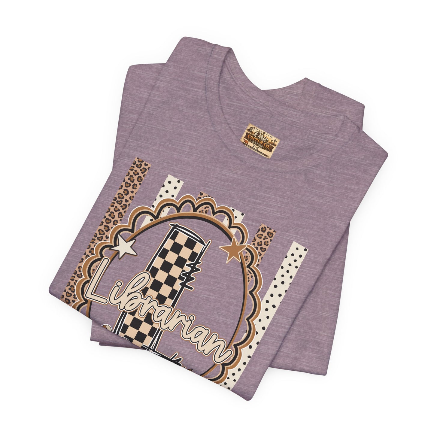 Librarian Checkerboard Letter L Tee — Vintage Booklover Graphic T-Shirt
