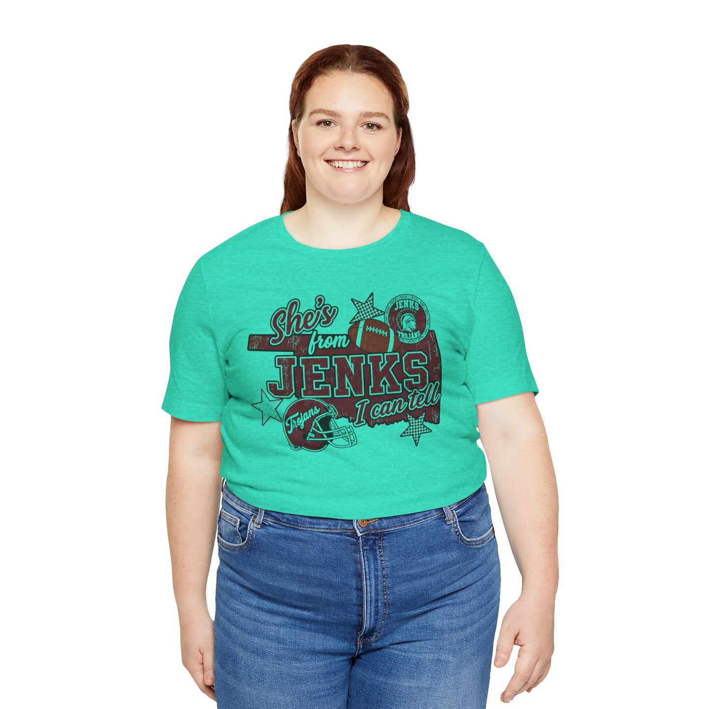 She's from Jenks Tee — Vintage High School Football Graphic T-Shirt