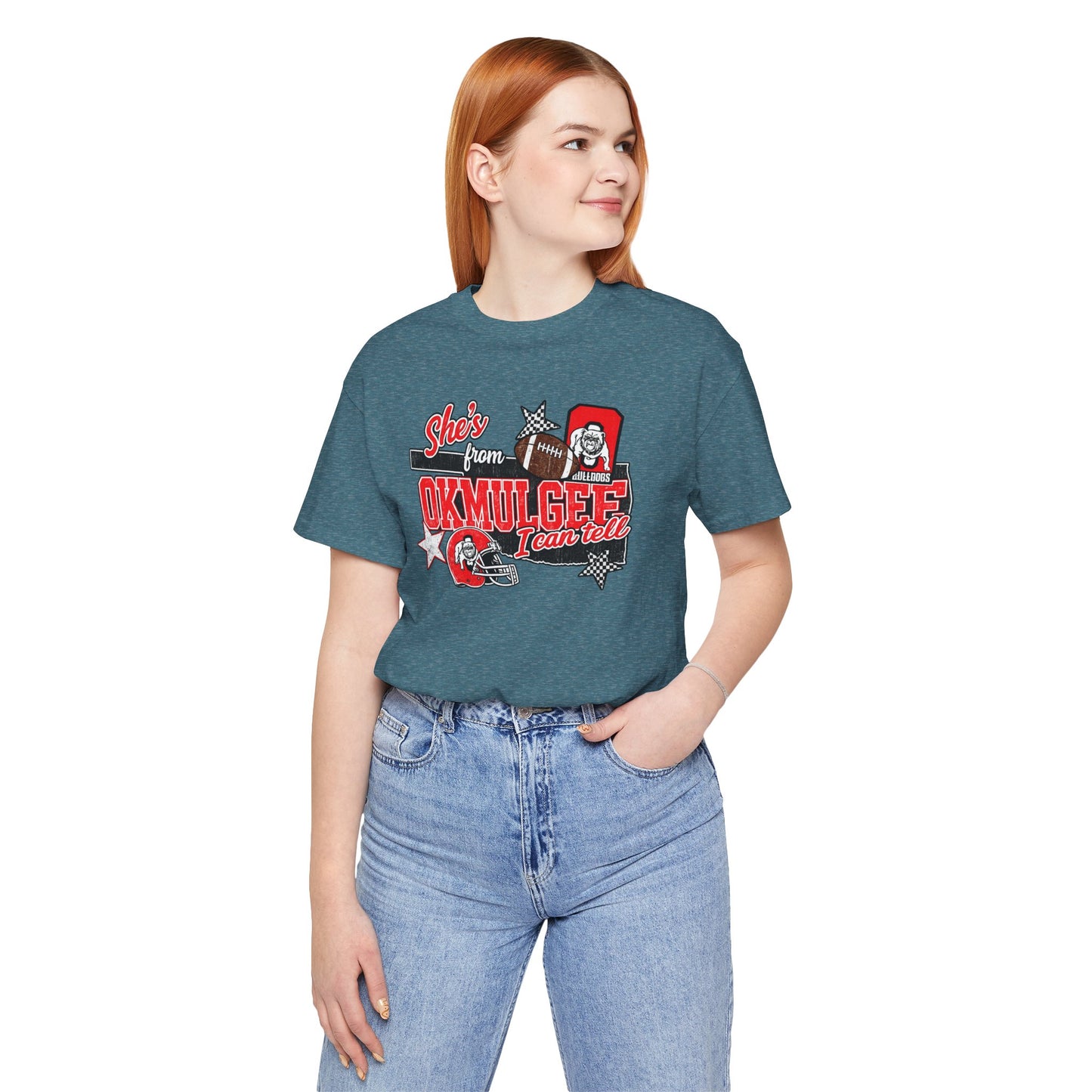 Okmulgee Cardinals Football Tee — She’s From Okmulgee Design