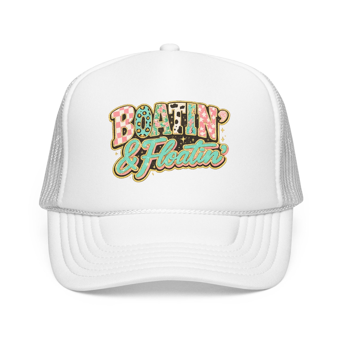 Boatin' & Floatin' Trucker Hat — Retro Floral Pool/Beach Foam Cap