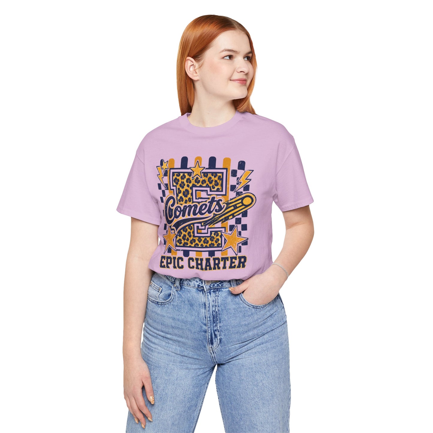 Comets Epic Charter Baseball T-Shirt — Leopard Letter Sports Tee