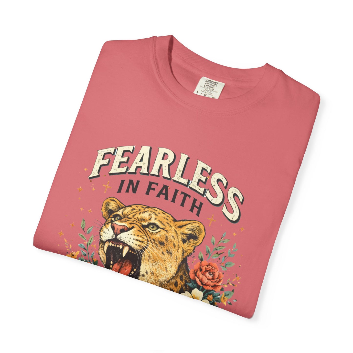 Fearless in Faith Lion T-Shirt — Floral Vintage Christian Graphic Tee