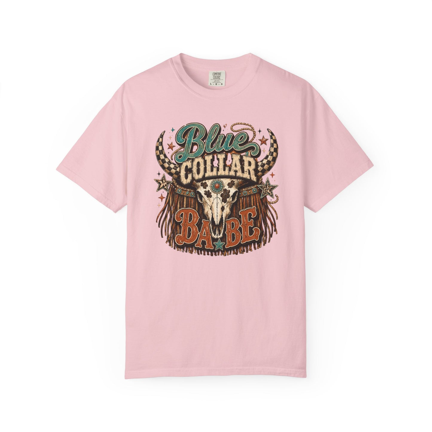 Blue Collar Babe Graphic T-Shirt — Western Skull Cowgirl Tee