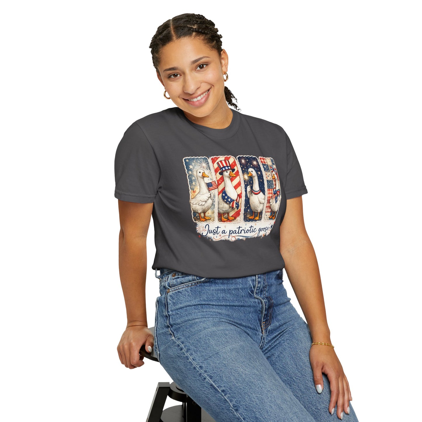 Patriotic Goose T-Shirt — "Just a patriotic goose" Americana Tee