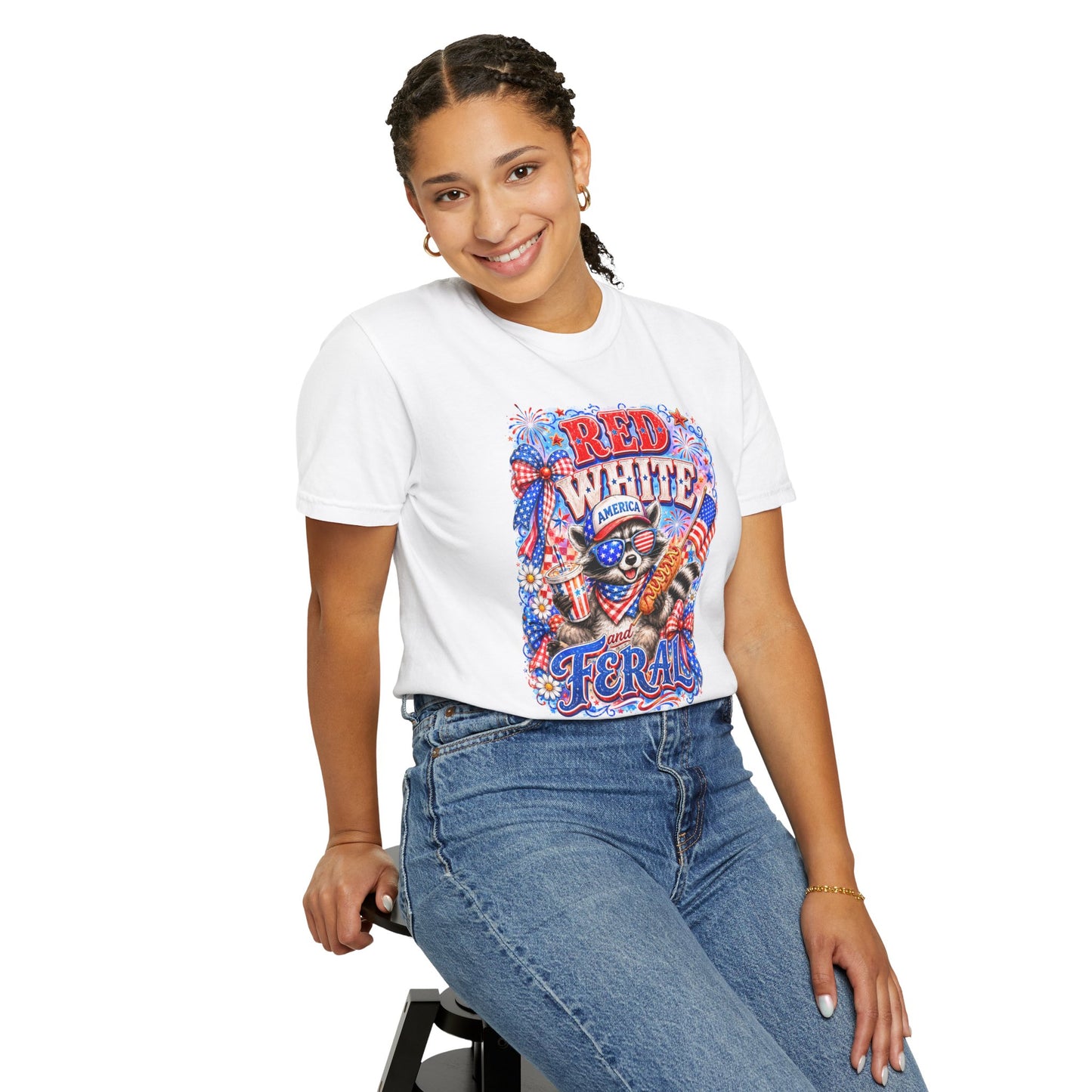 Patriotic "Red White Feral" Graphic T-Shirt