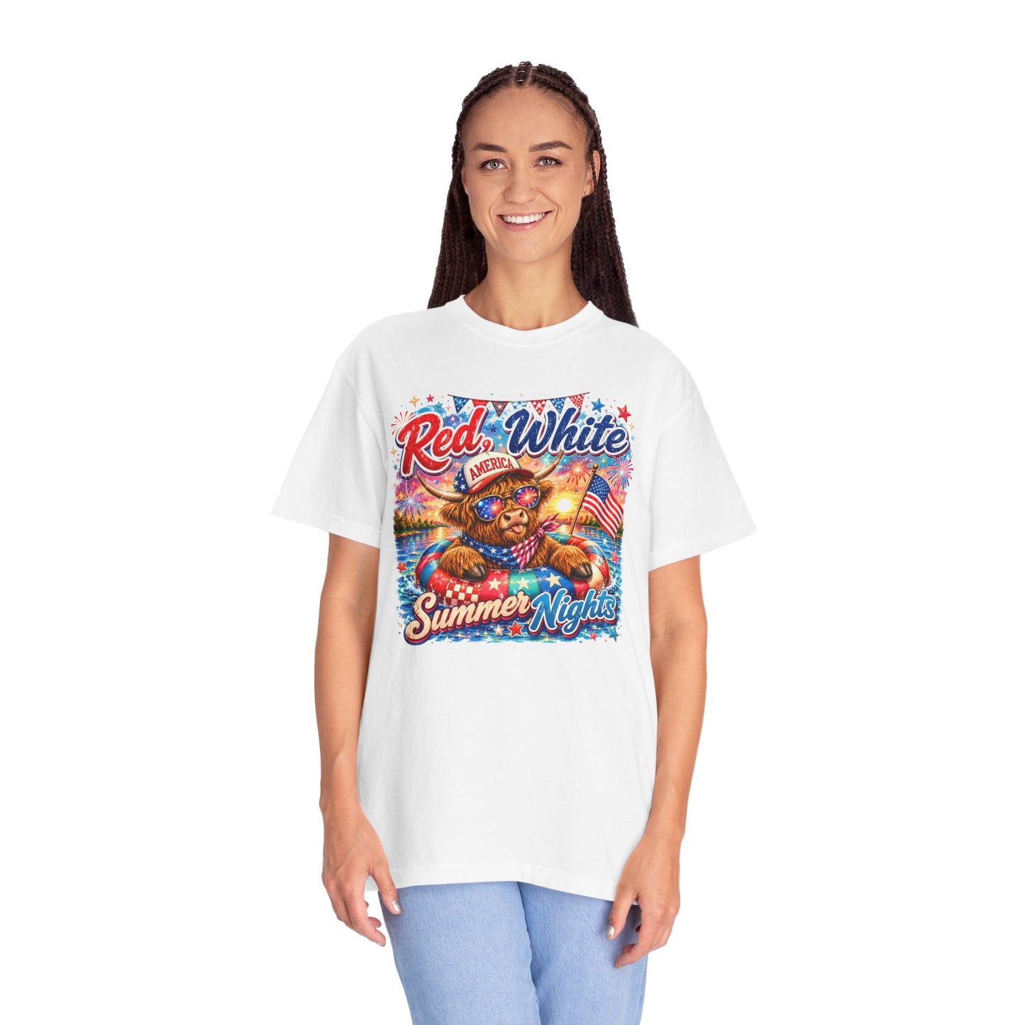 Red, White & Summer Nights T-Shirt — Patriotic Fourth of July Bear Graphic Tee