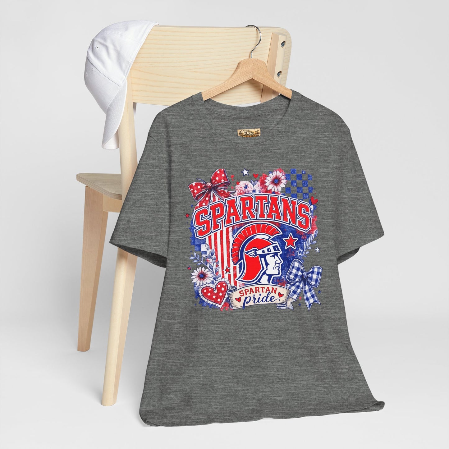 Spartans Pride Graphic Tee — Red, White & Blue School Spirit T-Shirt