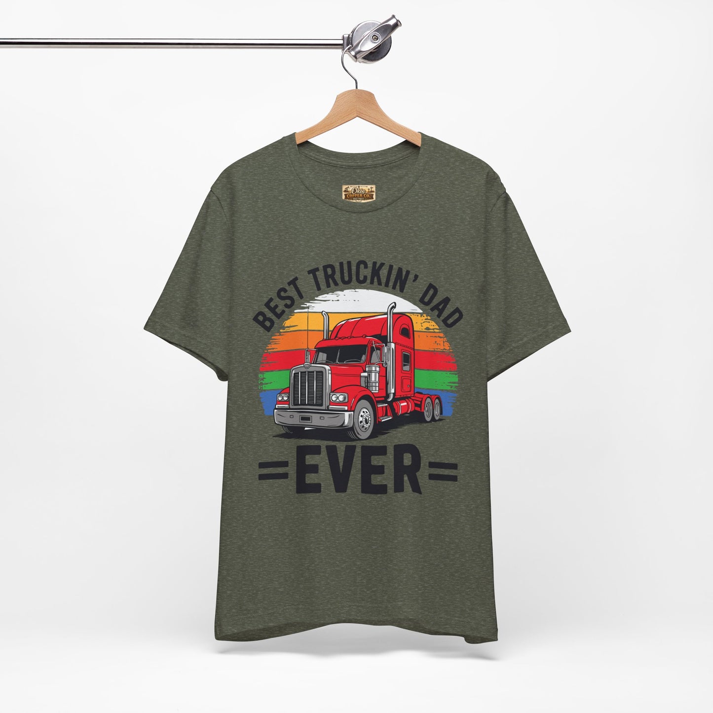 Best Truckin' Dad Ever T-Shirt — Vintage Semi Truck Father's Day Tee