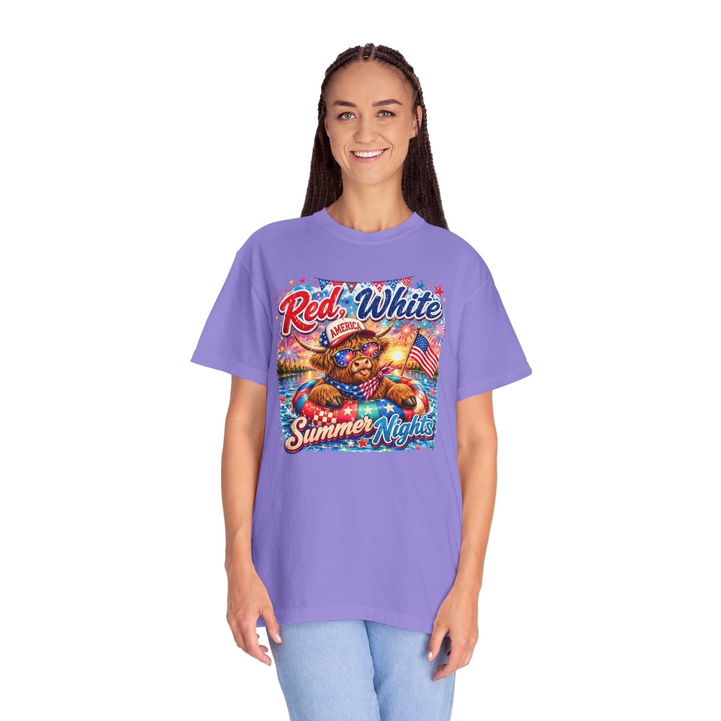 Red, White & Summer Nights T-Shirt — Patriotic Fourth of July Bear Graphic Tee