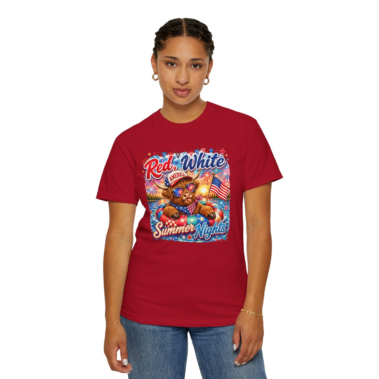 Red, White & Summer Nights T-Shirt — Patriotic Fourth of July Bear Graphic Tee