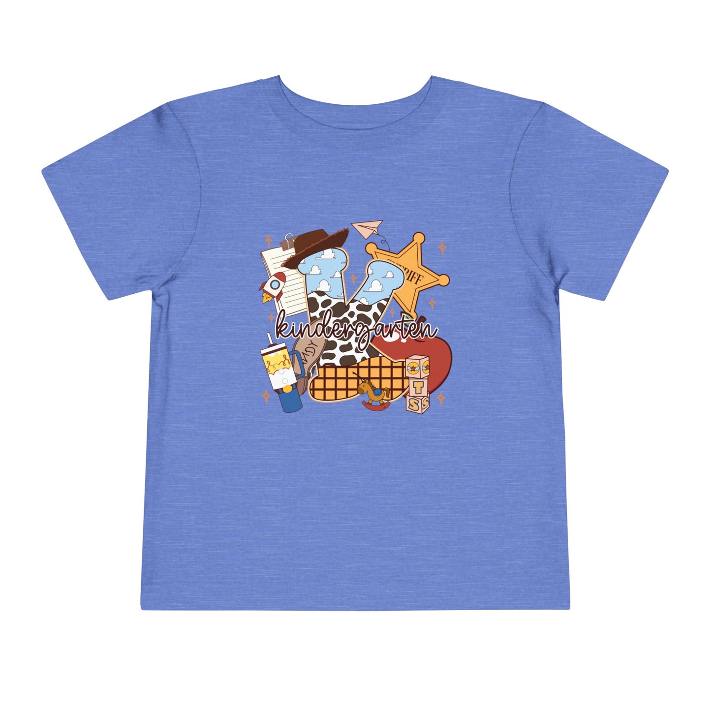 Toddler Tee — Cowboy Baby Western Collage | Sheriff Star, Boots & Wagon Wheel Graphic