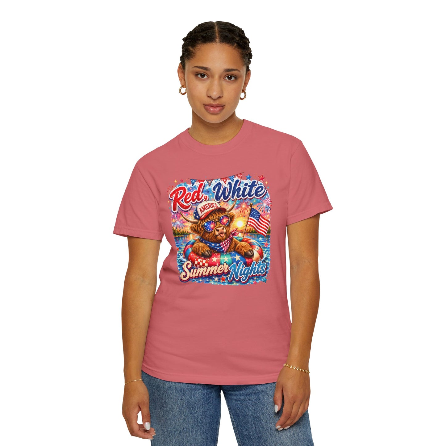 Red, White & Summer Nights T-Shirt — Patriotic Fourth of July Bear Graphic Tee