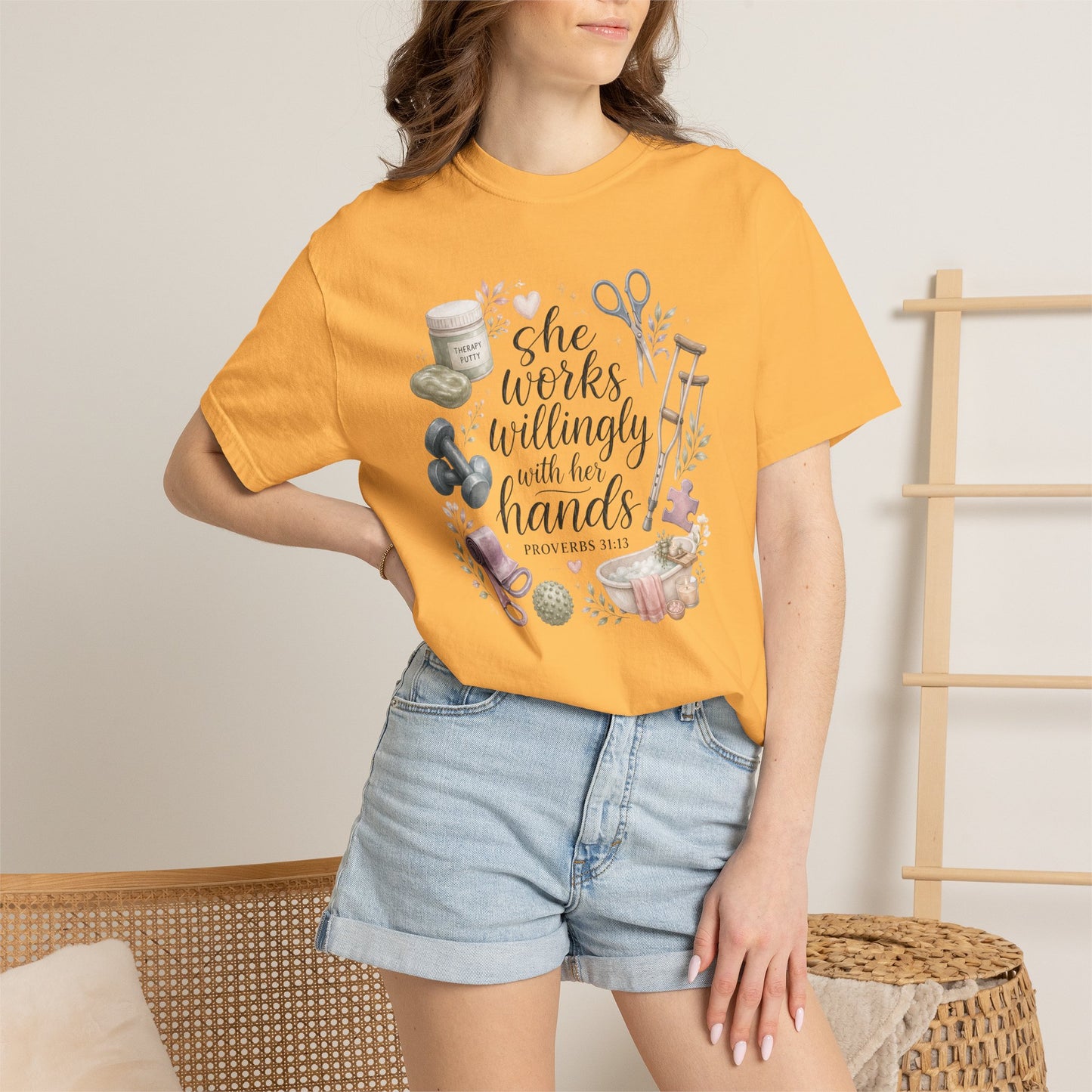 She Works Willingly With Her Hands T-Shirt — Christian Crafting Tee