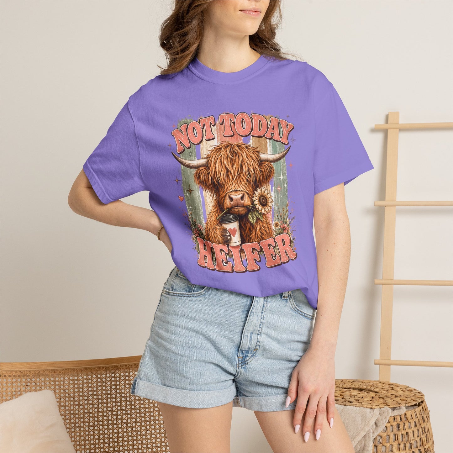 Not Today Heifer T-Shirt — Funny Highland Cow Graphic Tee