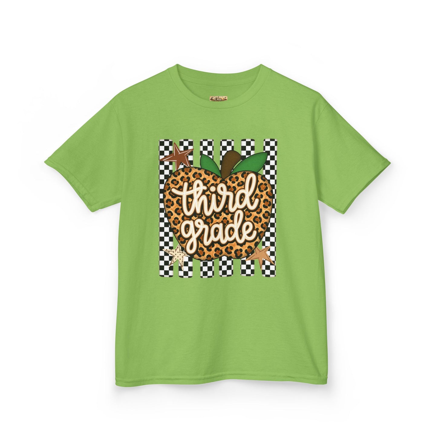 Third Grade Leopard Apple Kids T‑Shirt