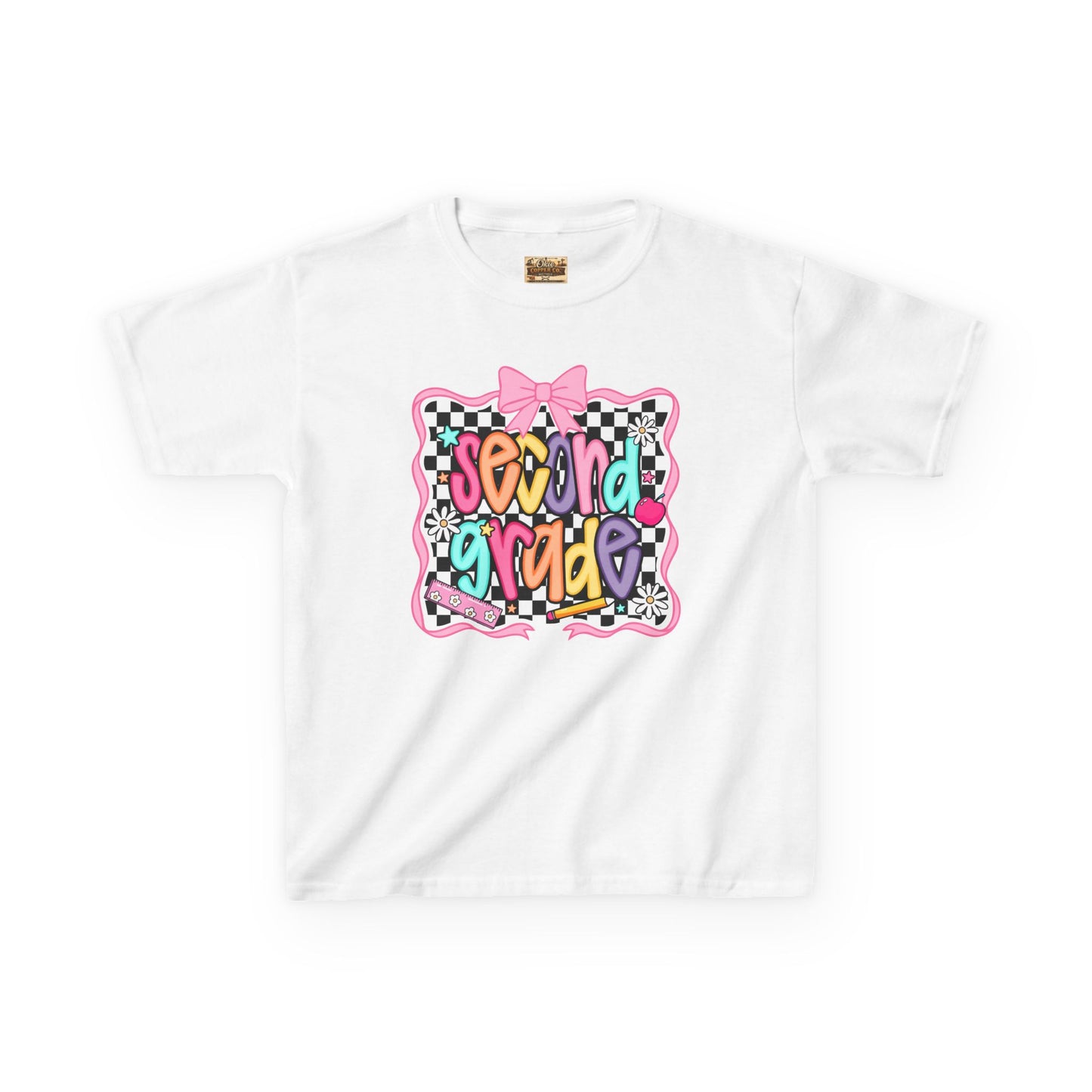 Second Grade Kids Tee — Colorful Back-to-School Cute Bow Design