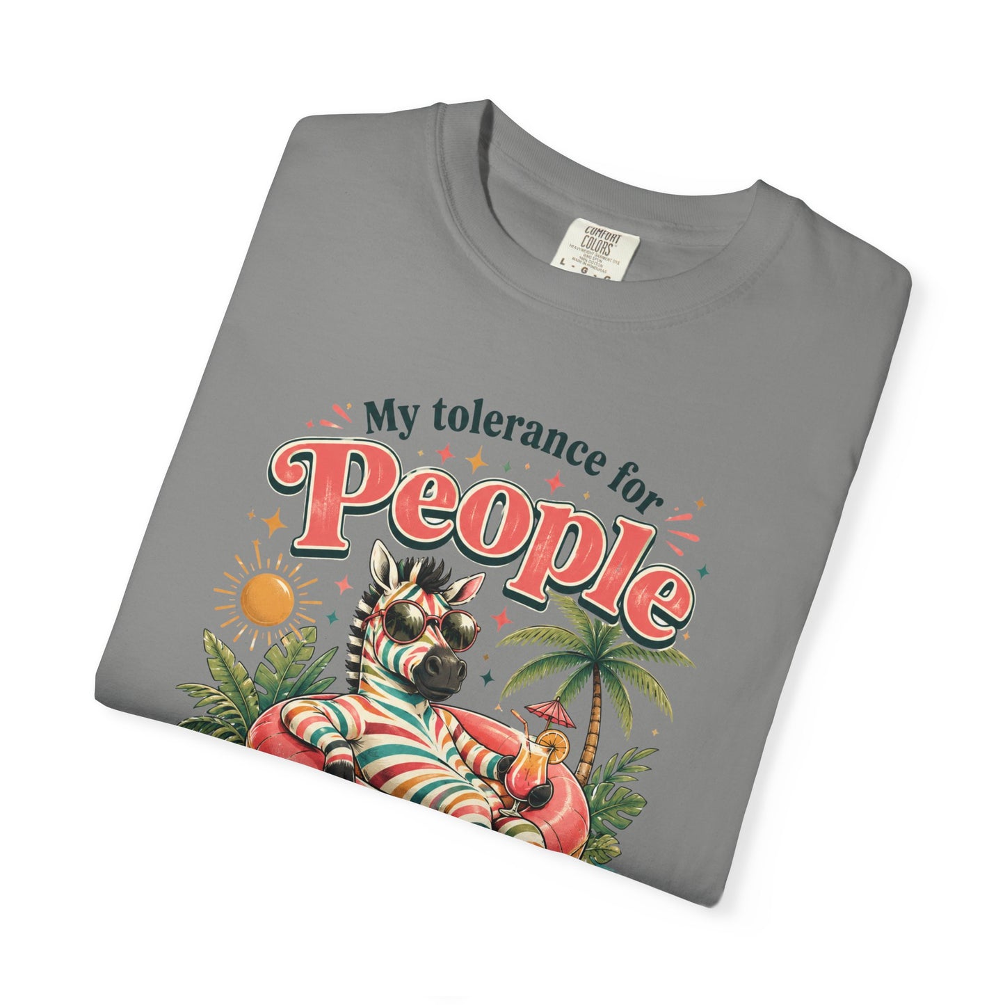 "My Tolerance for People Lasts This Long" Retro Cat Pool Float Graphic Tee