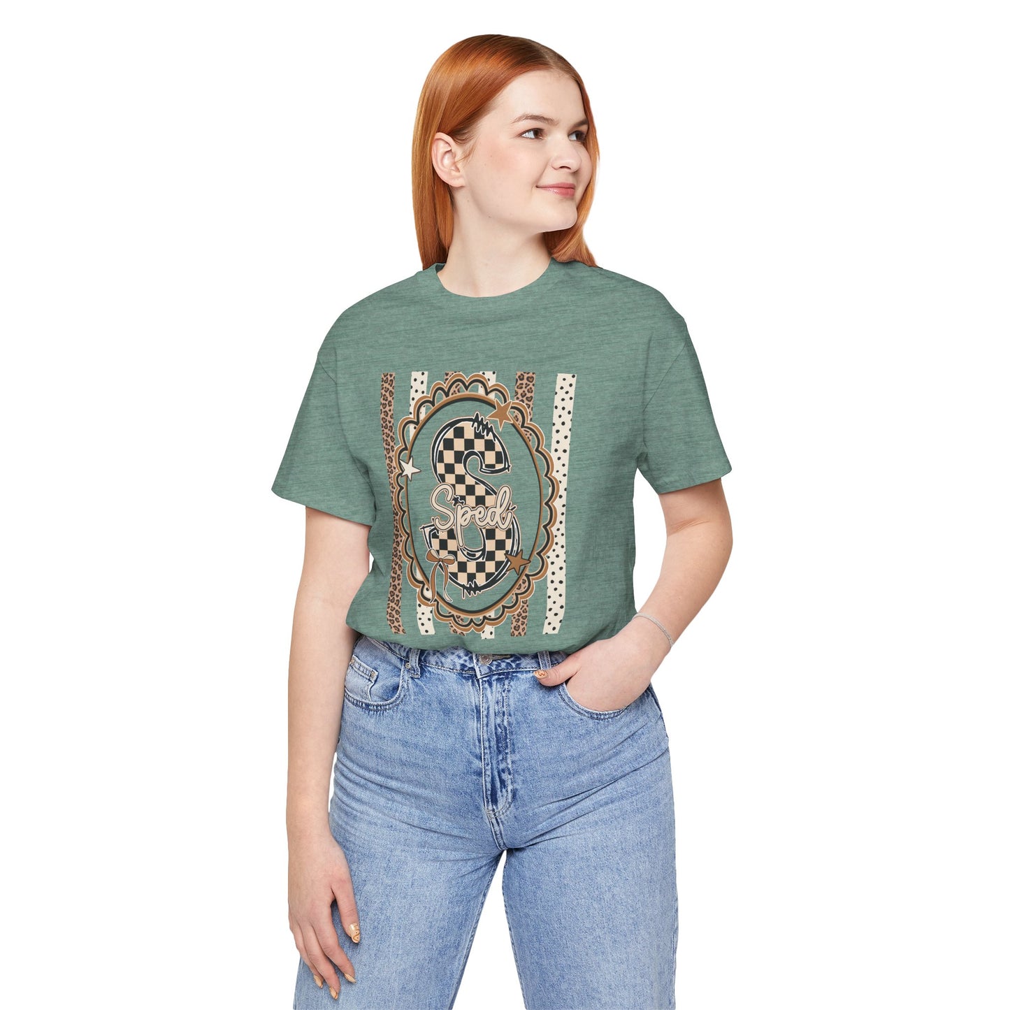 Sped S Monogram Tee — Checkerboard Leopard Graphic T-Shirt