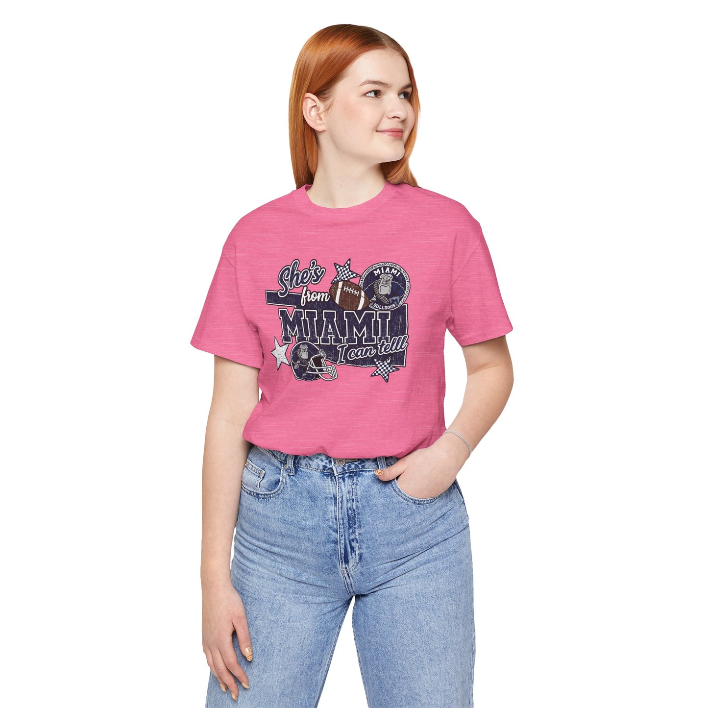 She's From Miami Graphic Tee — Retro Football Fan Shirt