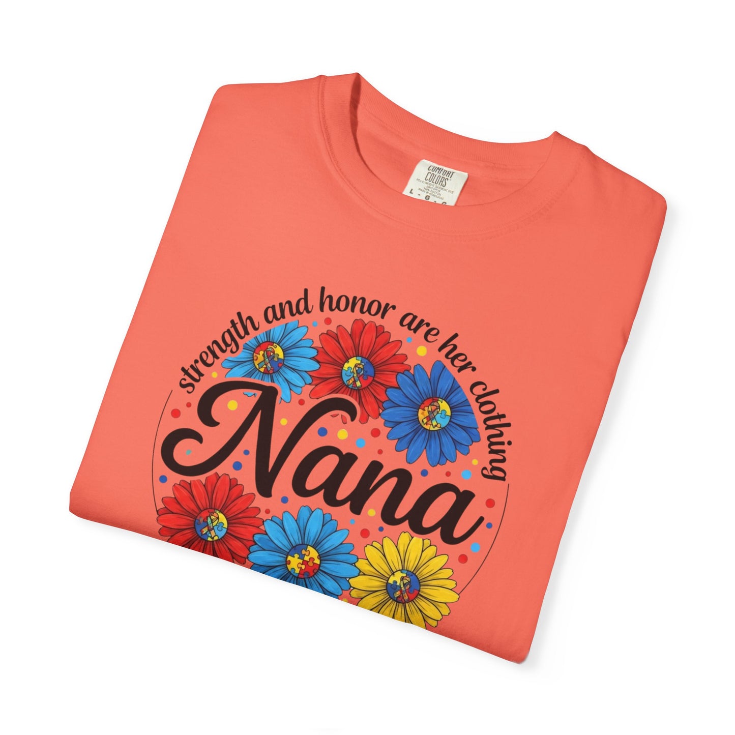 Nana Floral Proverbs T-Shirt — “Strength and Honor” Grandma Gift