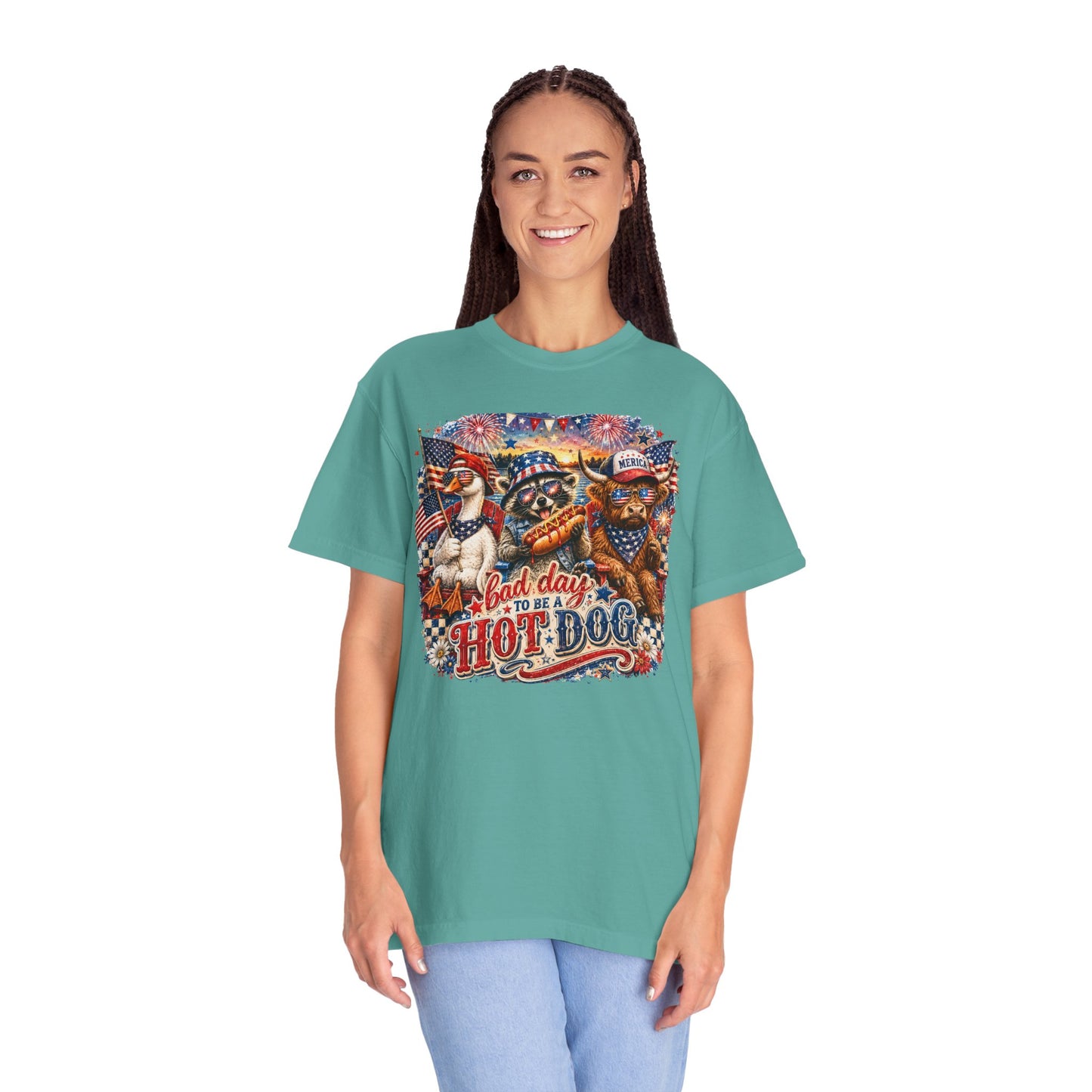 Patriotic 'Born to Be a Hot Dog' Graphic T-Shirt