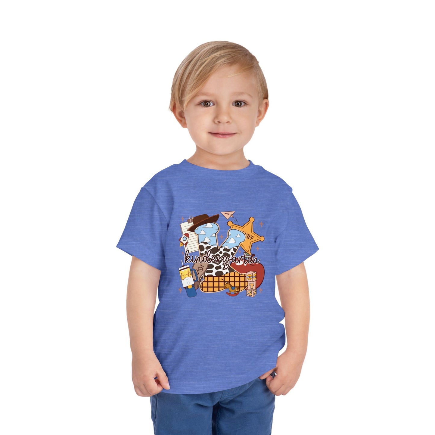 Toddler Tee — Cowboy Baby Western Collage | Sheriff Star, Boots & Wagon Wheel Graphic