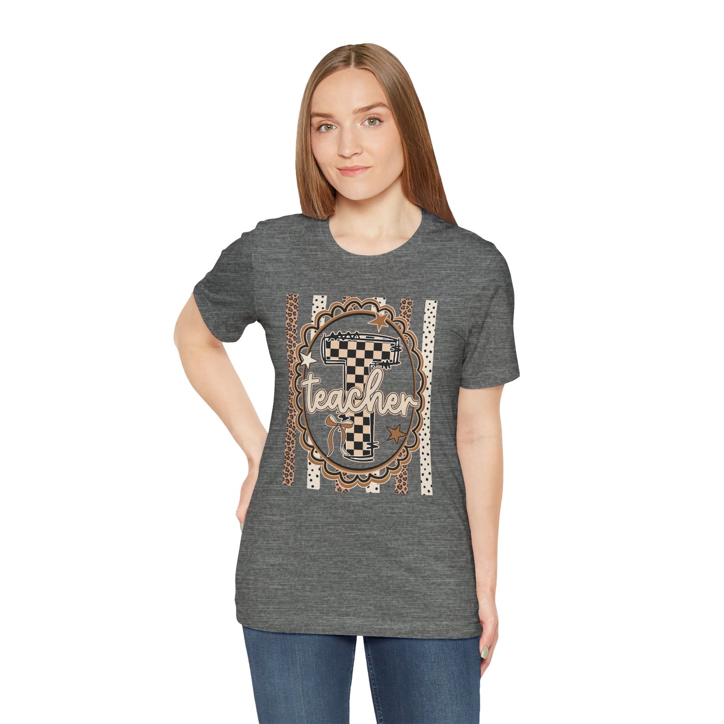 Teacher Monogram Tee — Number 1 Checkered Design