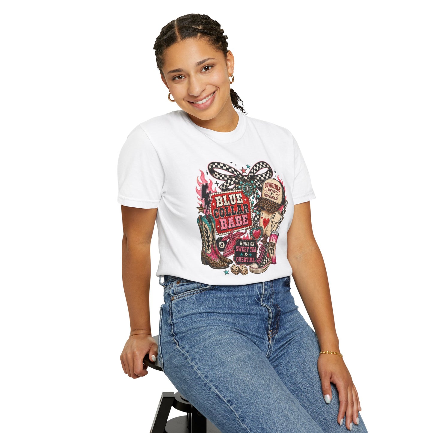 Blue Collar Babe T-Shirt — Retro Cowgirl Graphic Tee