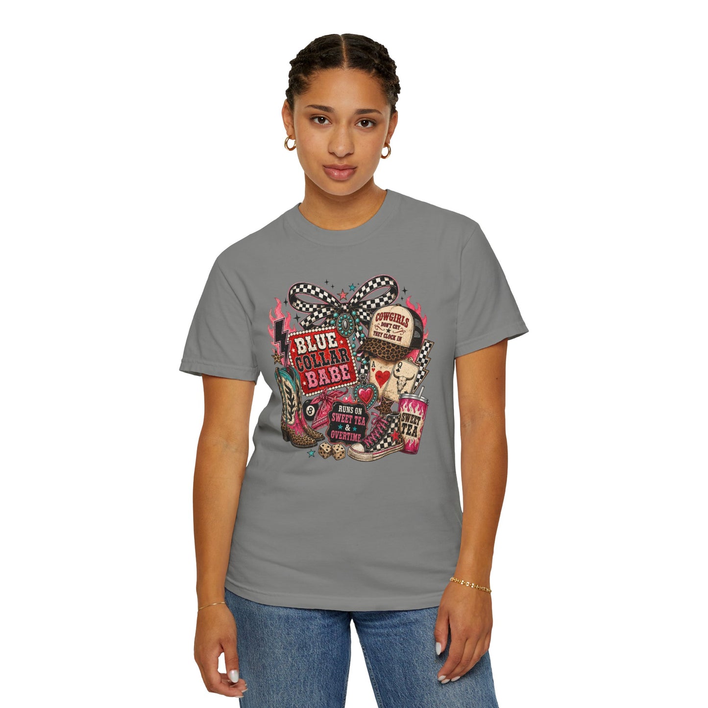 Blue Collar Babe T-Shirt — Retro Cowgirl Graphic Tee