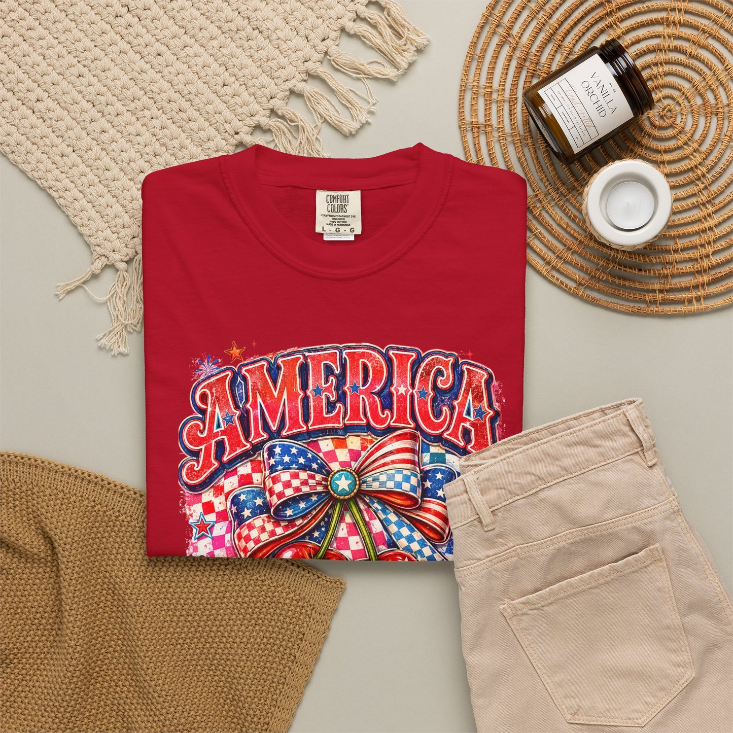 America Cherry Graphic T-Shirt — Patriotic 4th of July Tee
