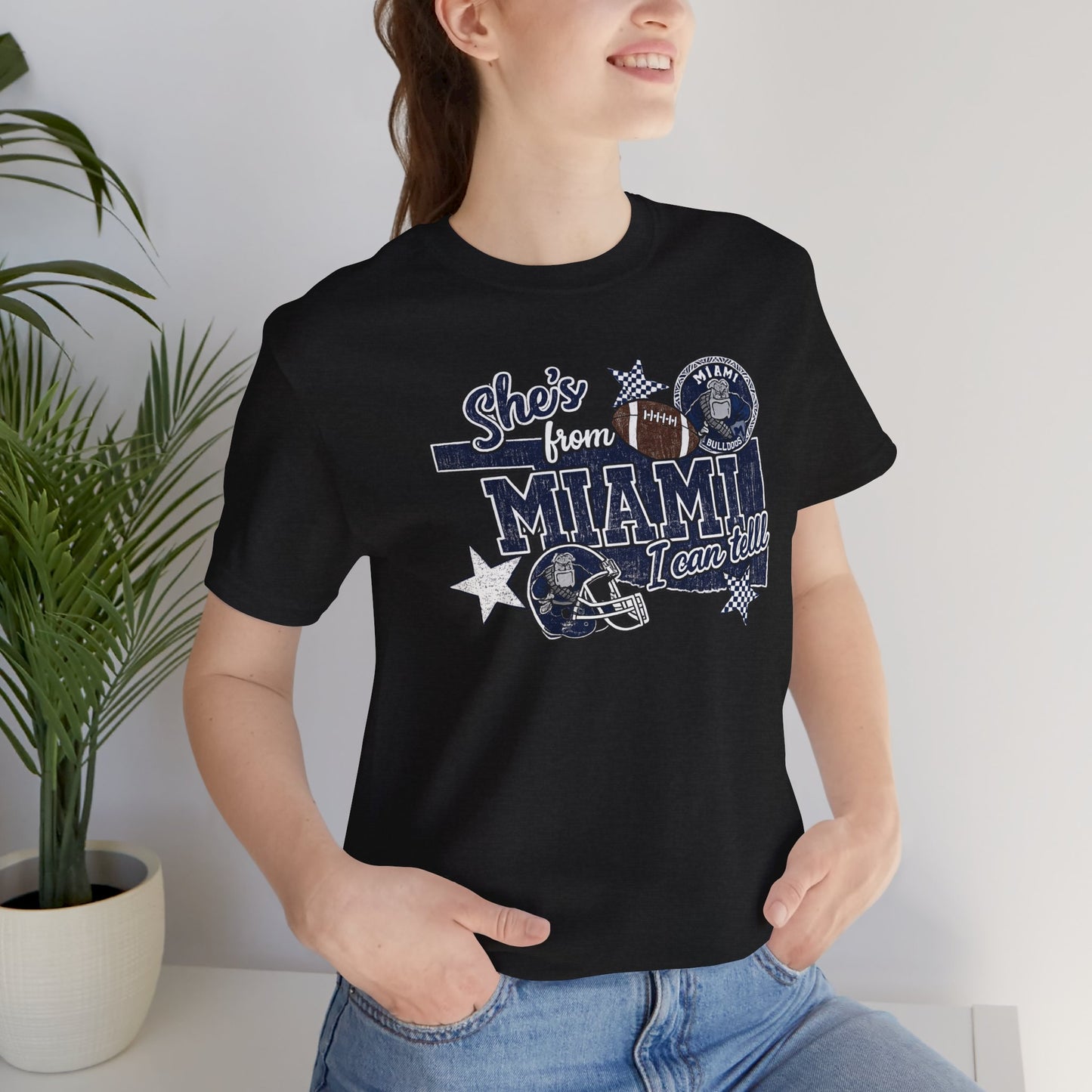 She's From Miami Graphic Tee — Retro Football Fan Shirt