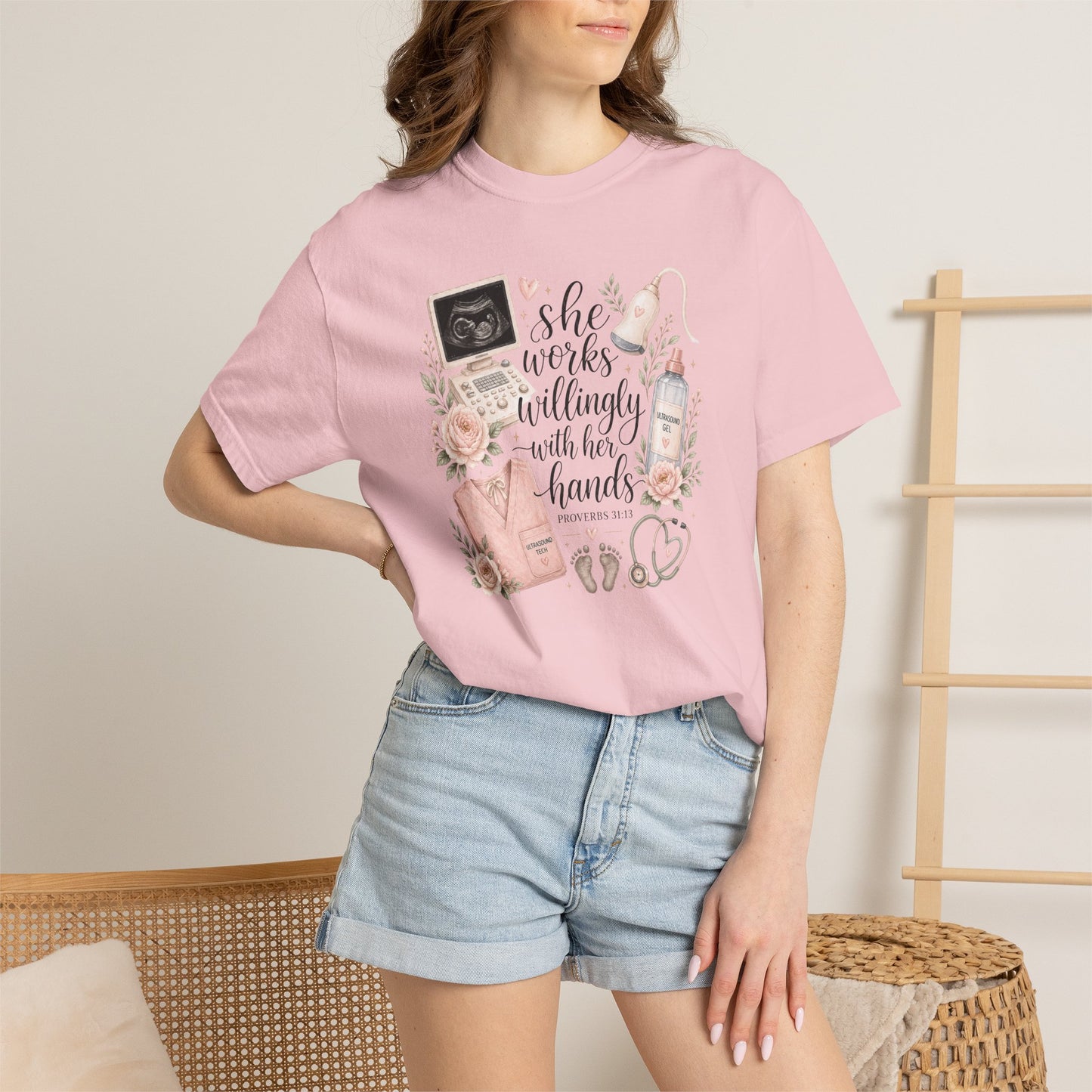 She Works Willingly With Her Hands – Ultrasound Tech Tee