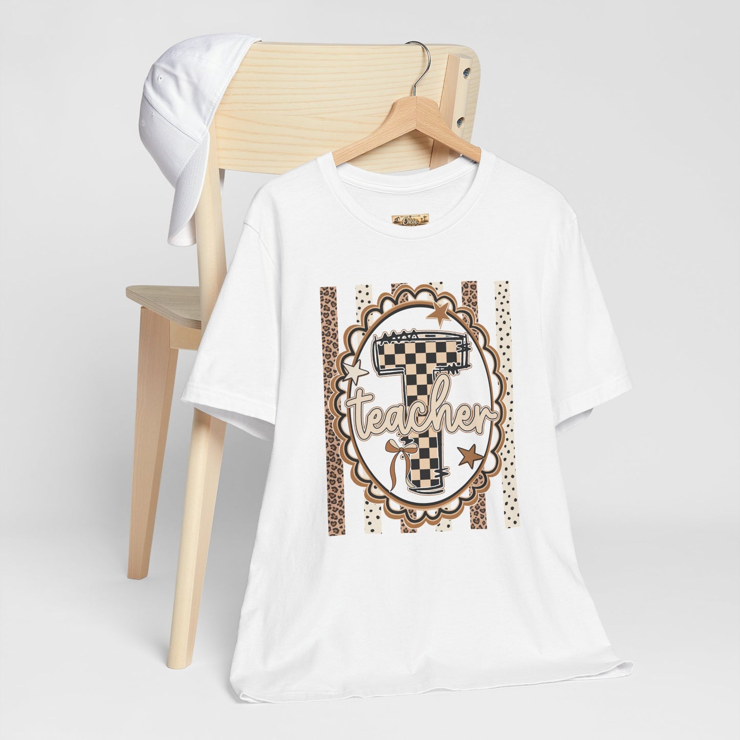 Teacher Monogram Tee — Number 1 Checkered Design