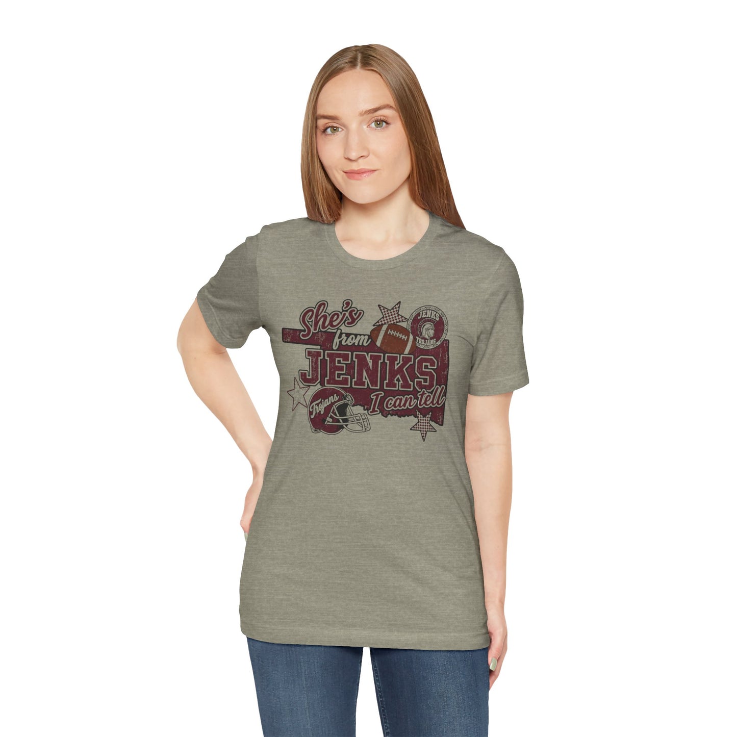 She's from Jenks Tee — Vintage High School Football Graphic T-Shirt