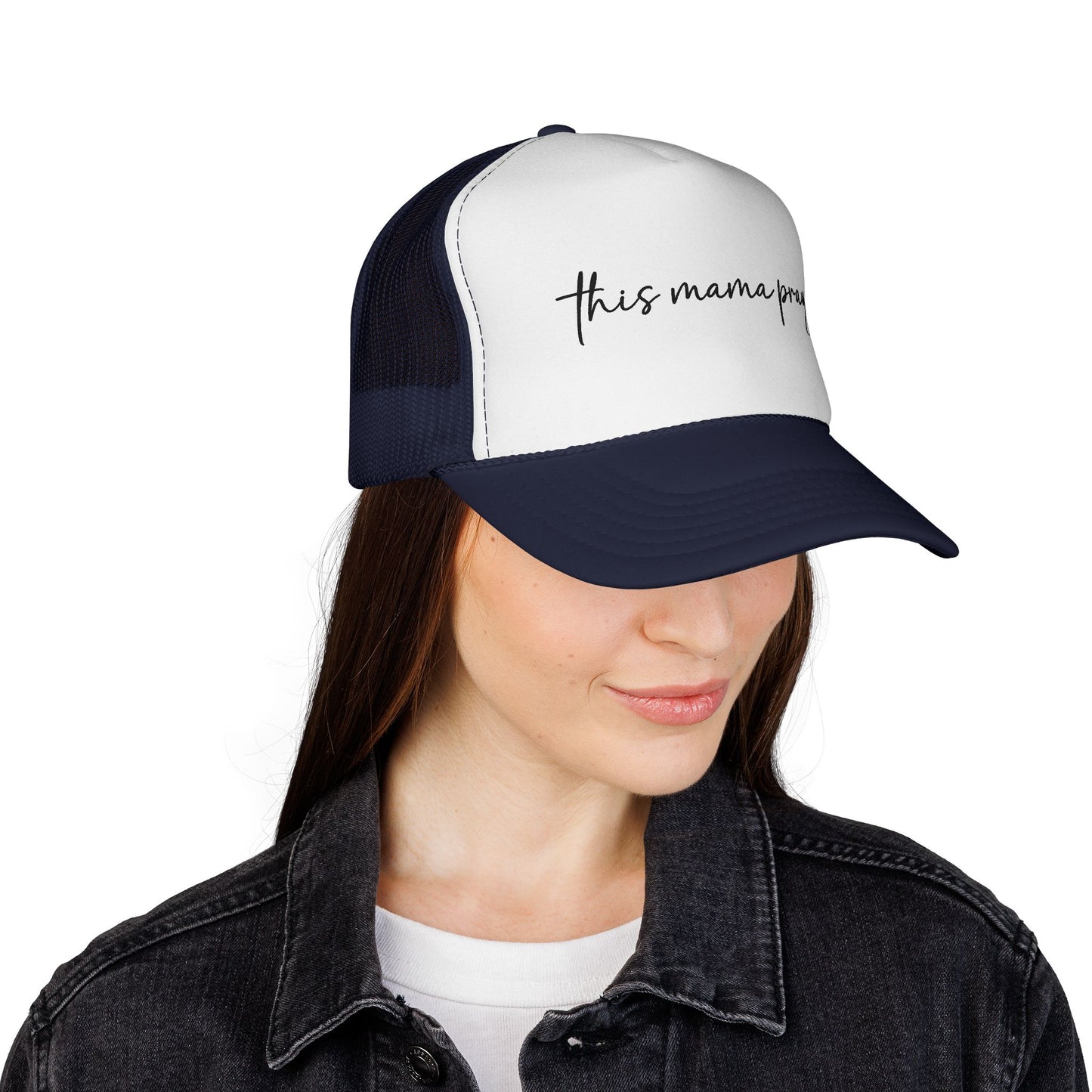 This Mama Prays Trucker Cap — Religious Mom Prayer Hat
