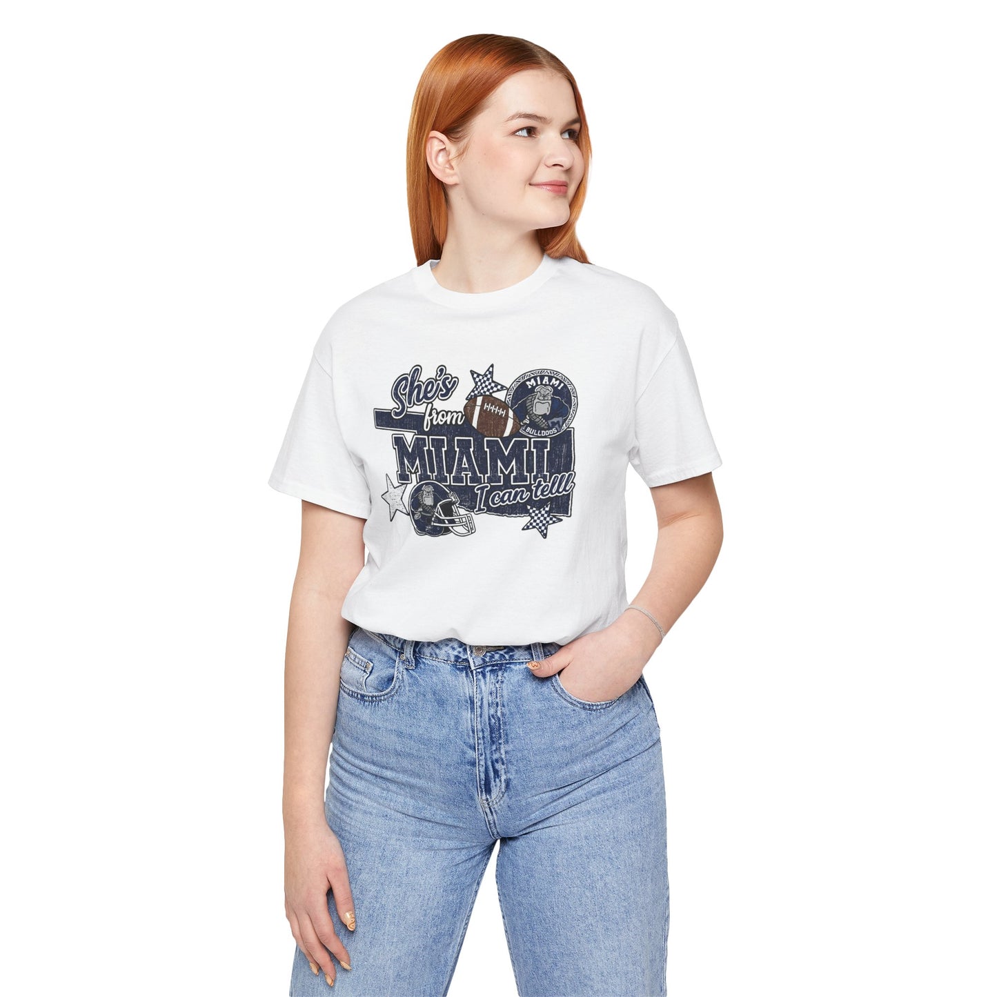 She's From Miami Graphic Tee — Retro Football Fan Shirt