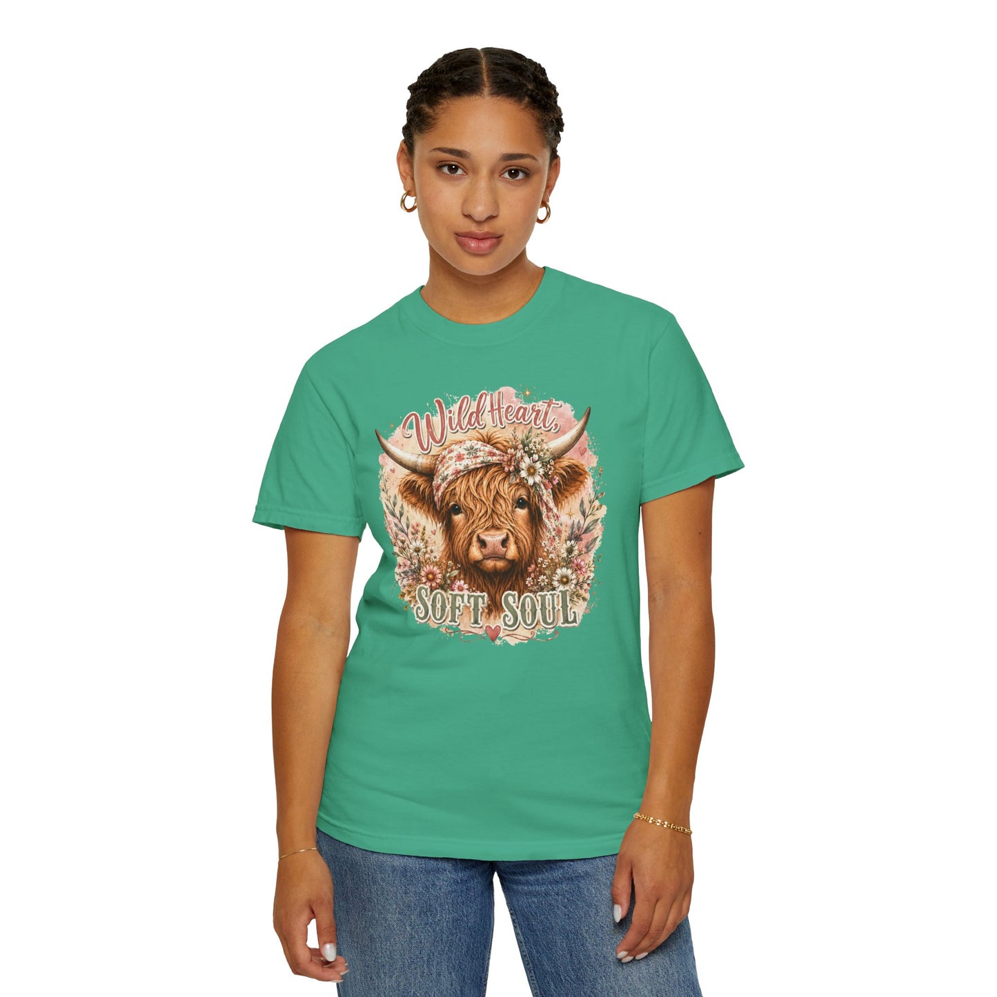 T-Shirt — “Wild Heart, Soft Soul” Highland Cow Graphic Tee