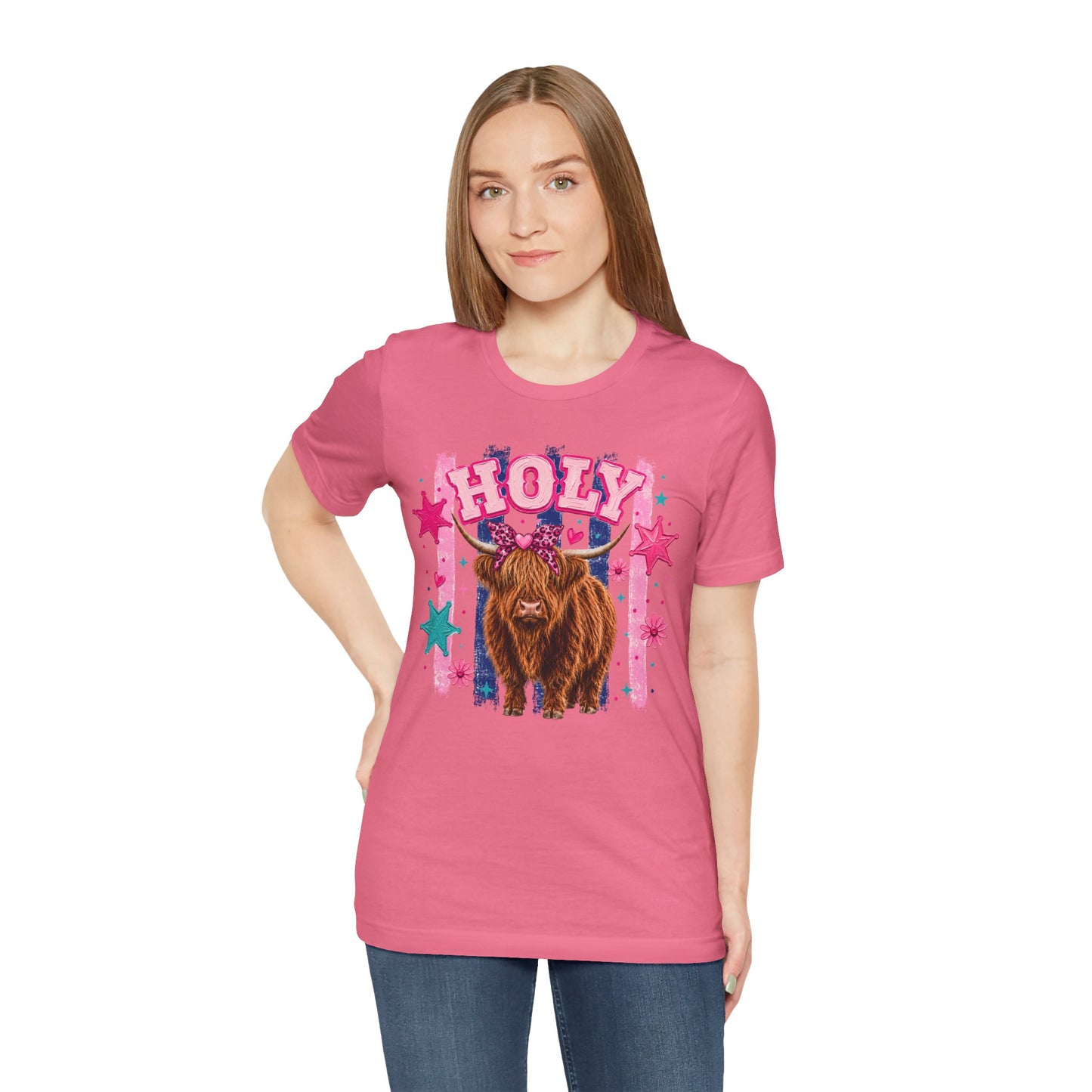 Holy Cow Highland Cow Graphic Tee — Cute Pastel Ranch Shirt