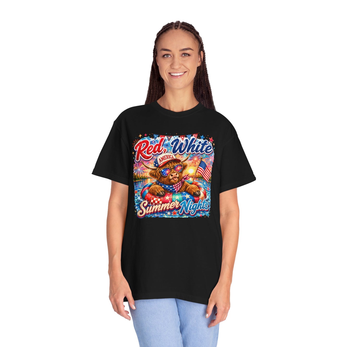 Red, White & Summer Nights T-Shirt — Patriotic Fourth of July Bear Graphic Tee