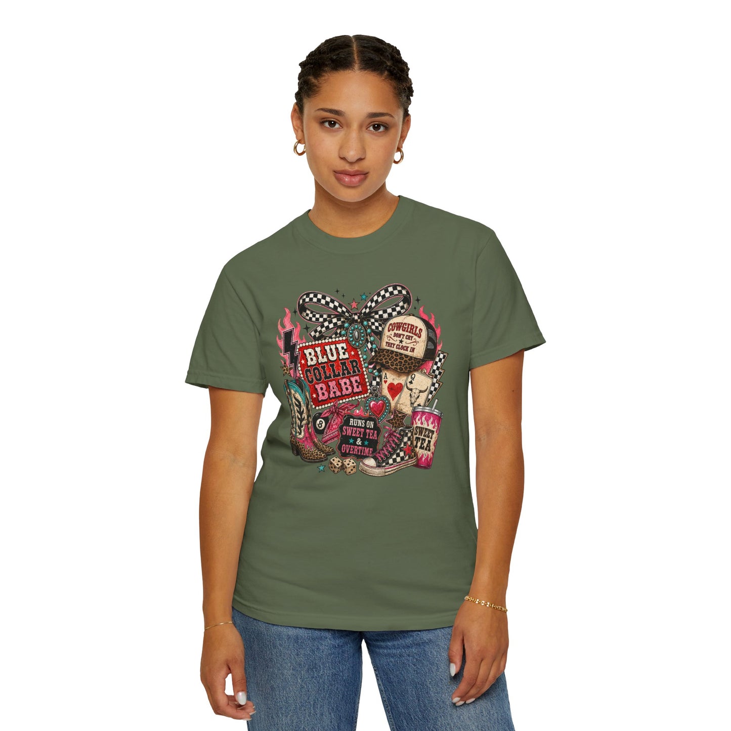 Blue Collar Babe T-Shirt — Retro Cowgirl Graphic Tee