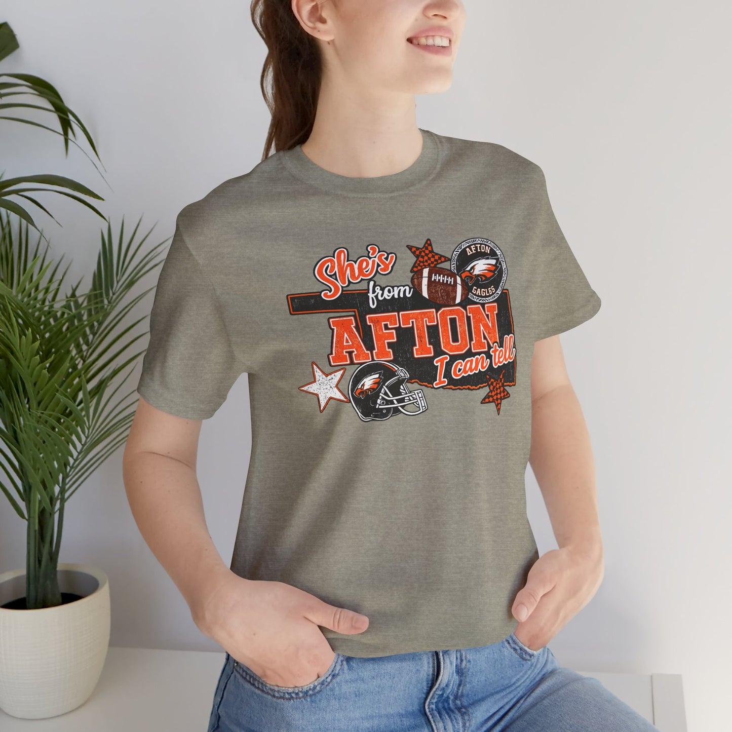 Afton Football Town Retro Graphic Tee — "Shes from Afton I can too"