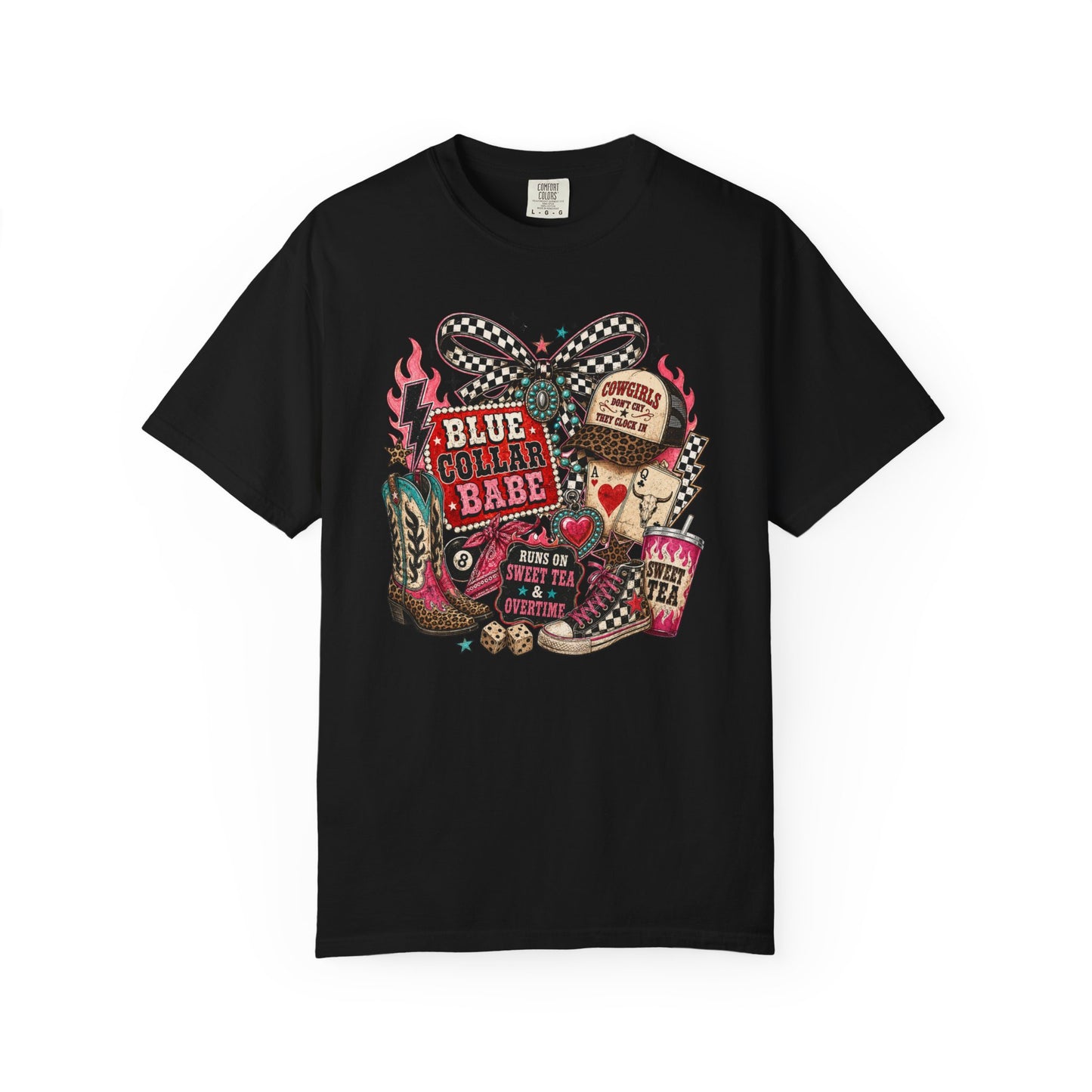 Blue Collar Babe T-Shirt — Retro Cowgirl Graphic Tee