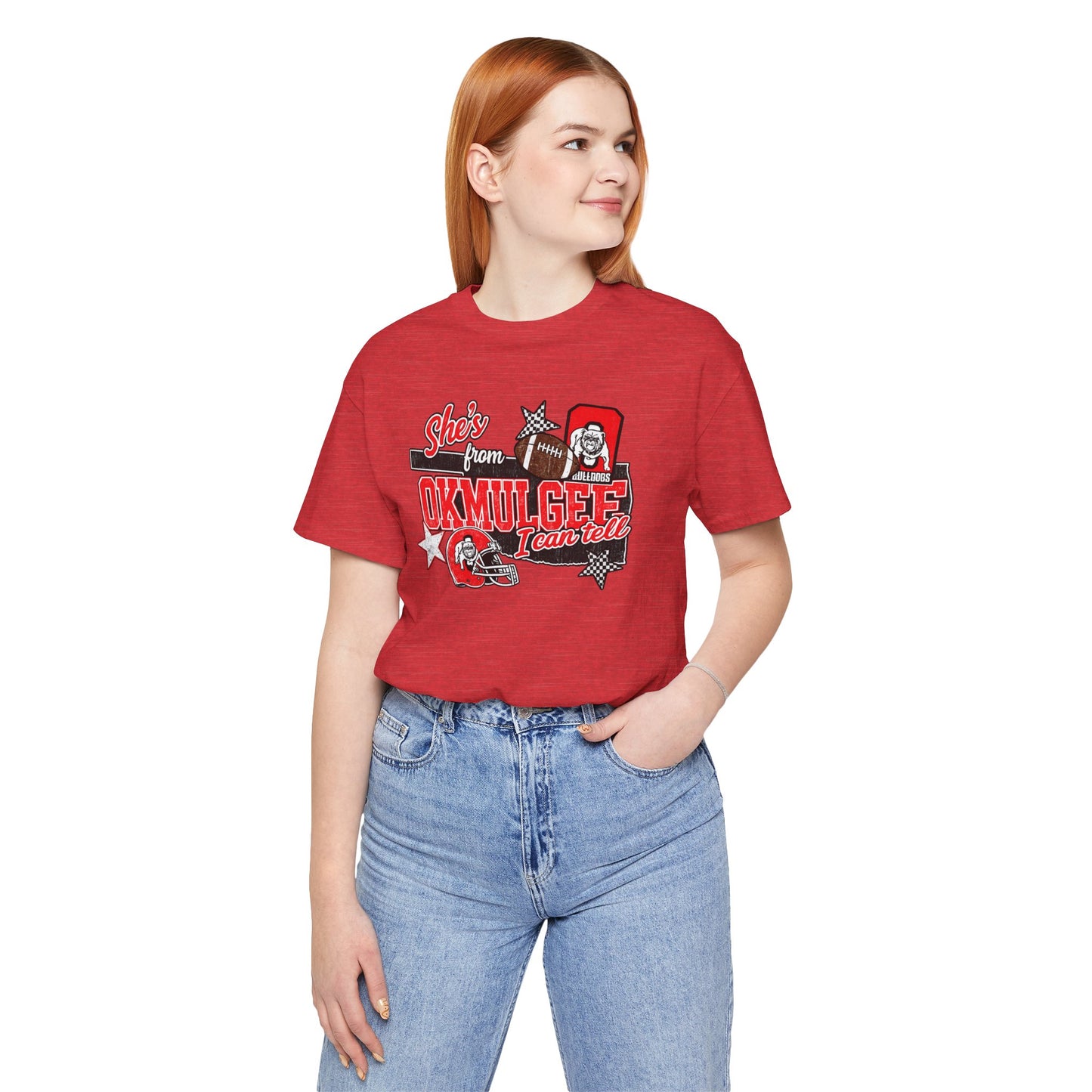 Okmulgee Cardinals Football Tee — She’s From Okmulgee Design
