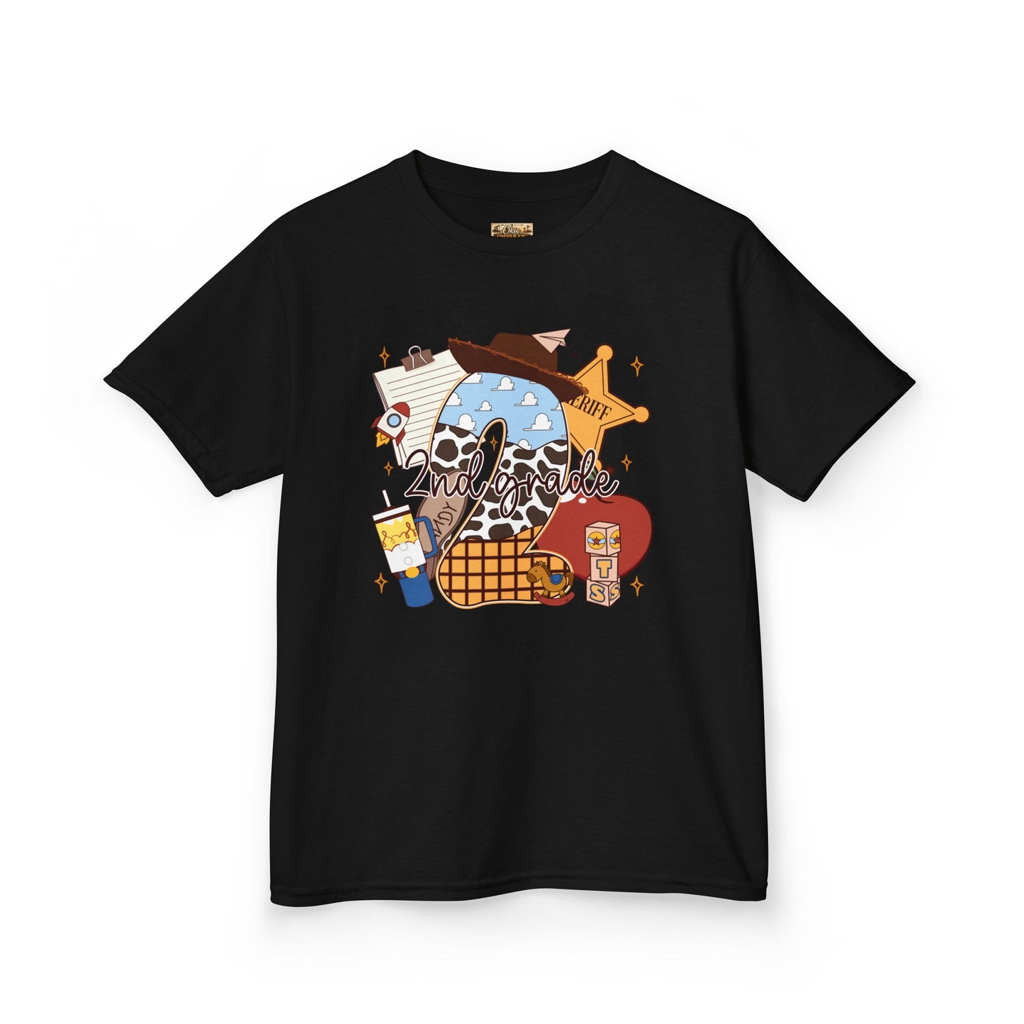 Kids Graphic Tee — Cute Western Sheriff Skull Cowboy Design