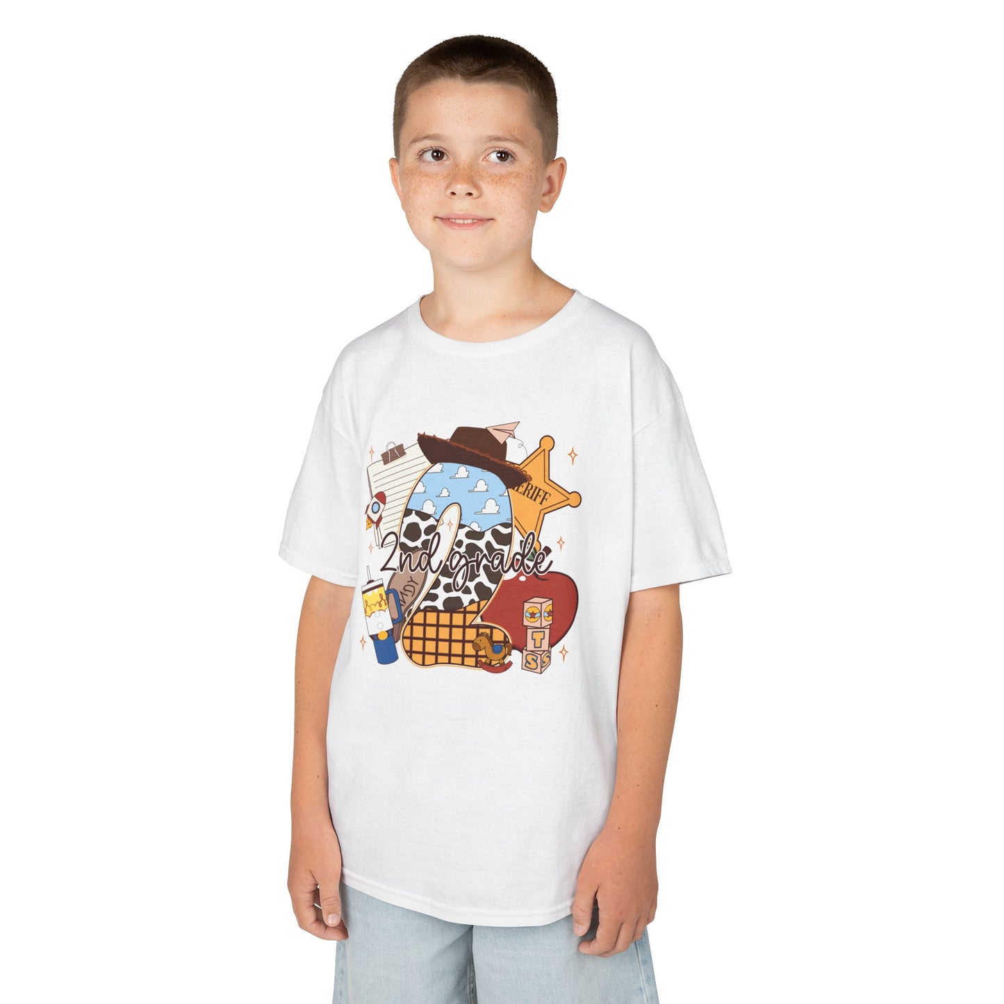 Kids Graphic Tee — Cute Western Sheriff Skull Cowboy Design