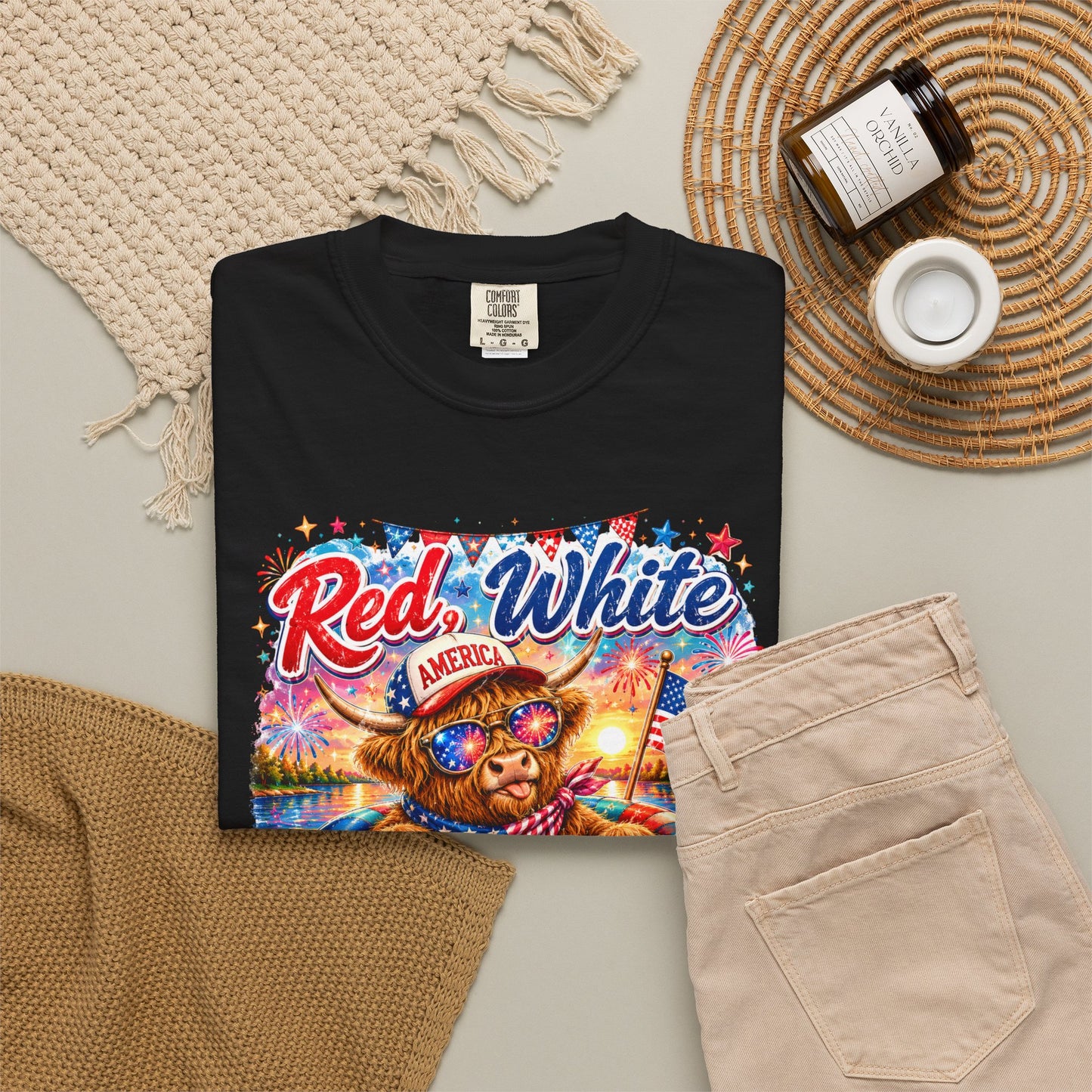 Red, White & Summer Nights T-Shirt — Patriotic Fourth of July Bear Graphic Tee