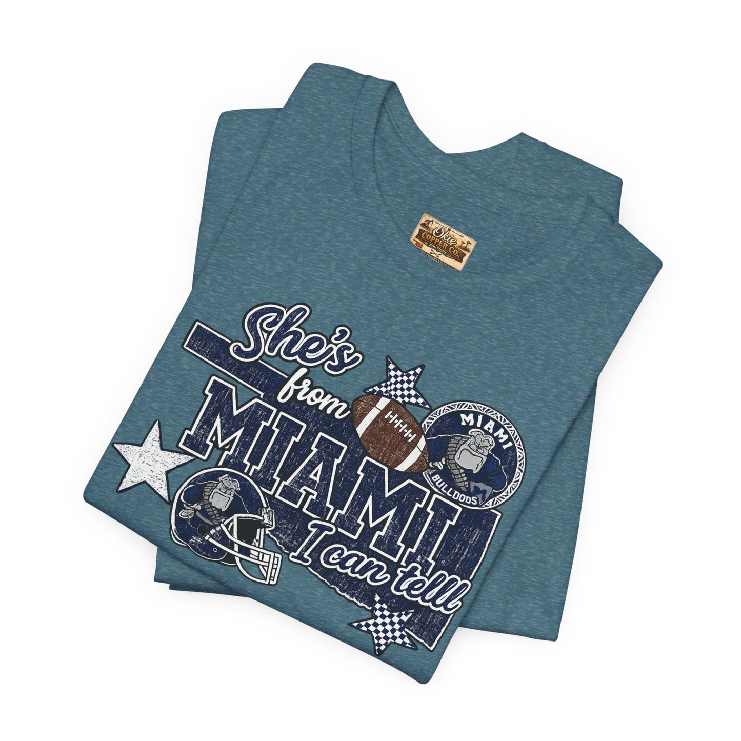 She's From Miami Graphic Tee — Retro Football Fan Shirt