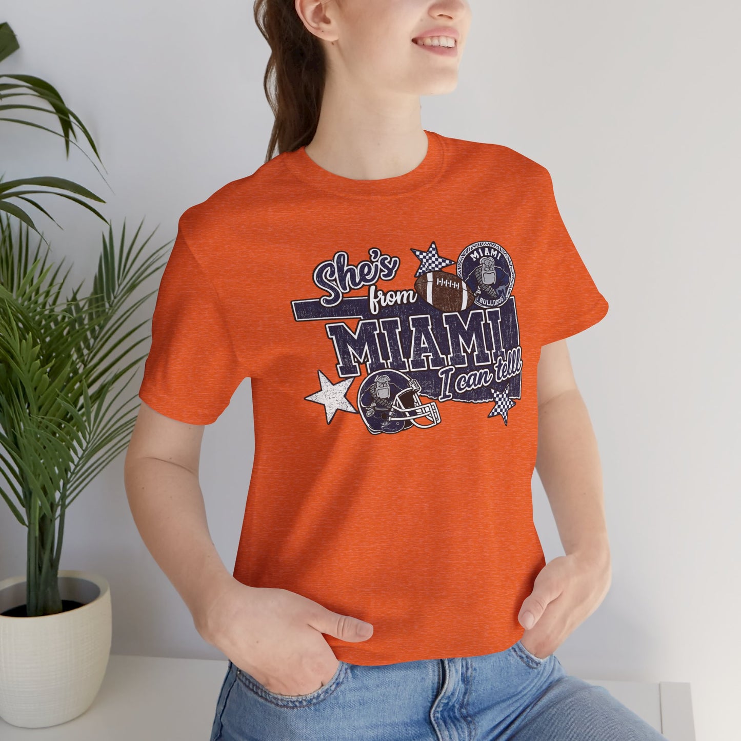 She's From Miami Graphic Tee — Retro Football Fan Shirt
