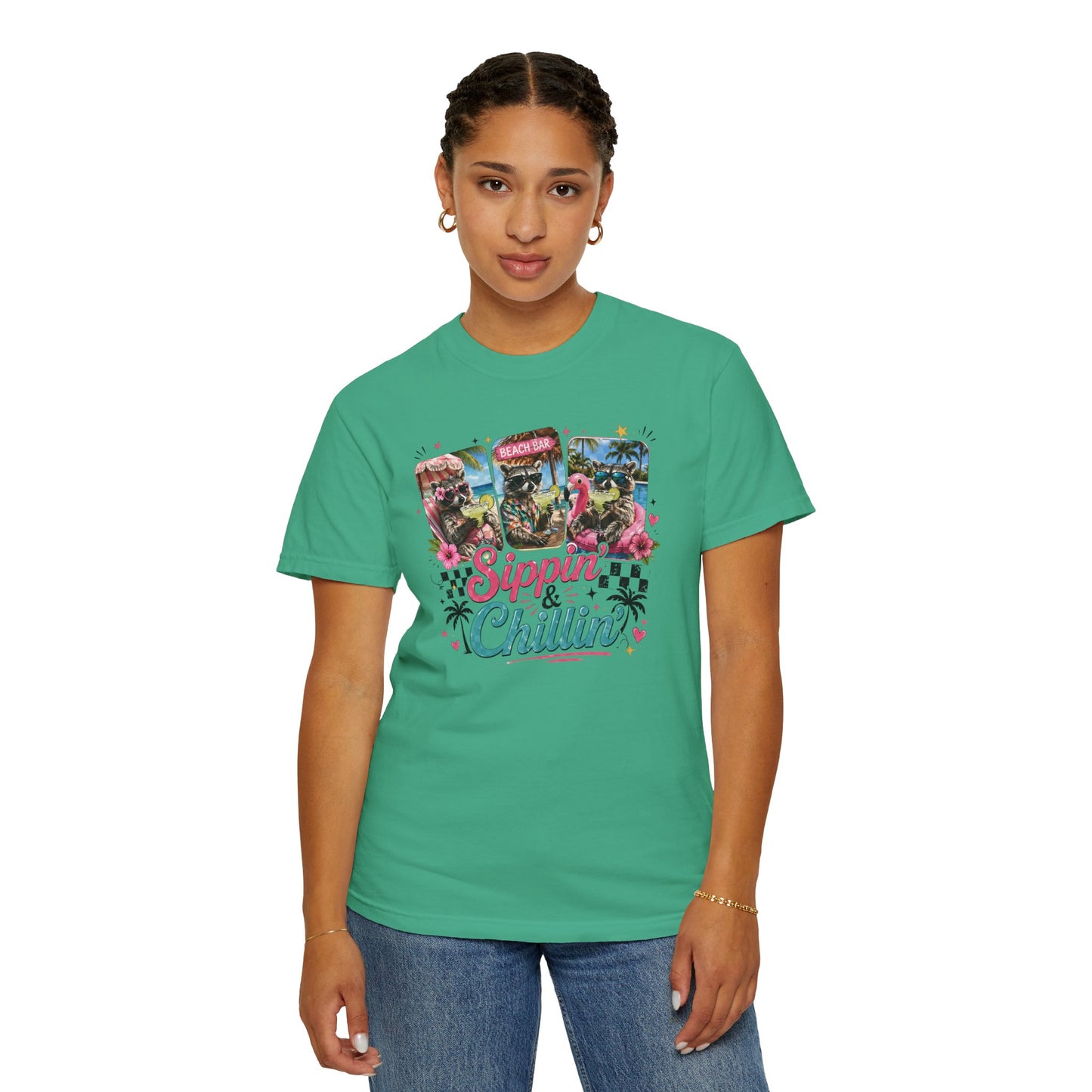 Sippin' & Chillin' T-Shirt — Retro Tropical Drink Graphic Tee