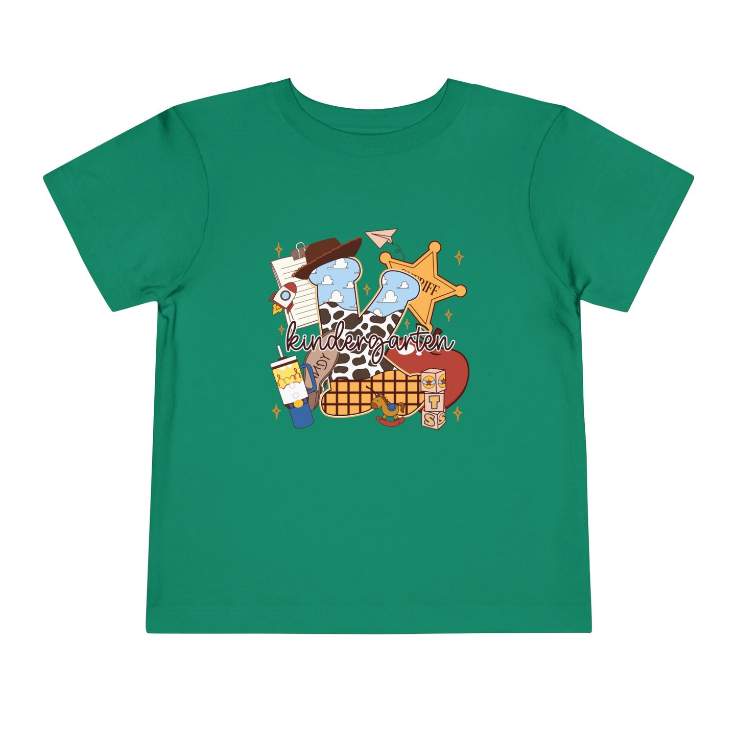 Toddler Tee — Cowboy Baby Western Collage | Sheriff Star, Boots & Wagon Wheel Graphic